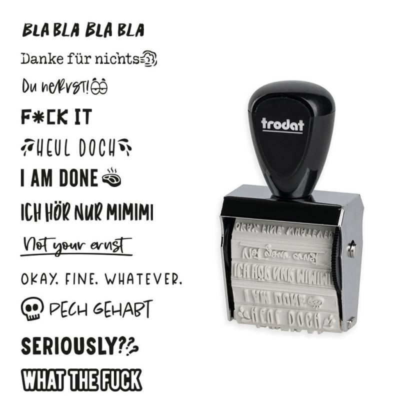 trodat® Creative Mini + Kissen Set - Böse Sprüche (Schwarz)