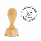 Kinder Ex Libris Holzstempel rund d-40 mm