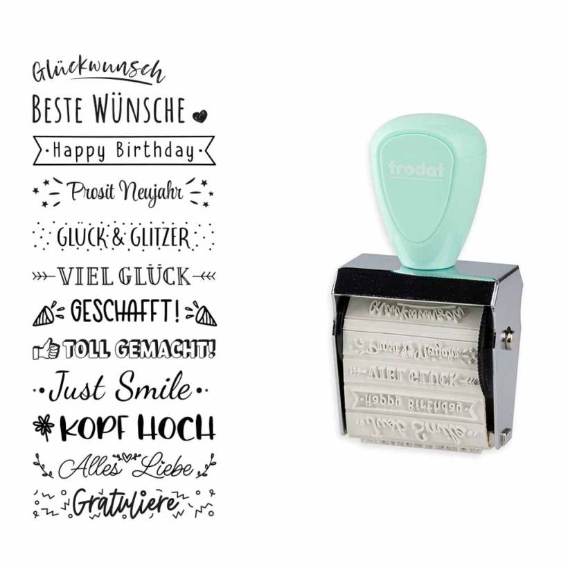 trodat® Creative Mini Stempel + Kissen Set  (Beste Wünsche)