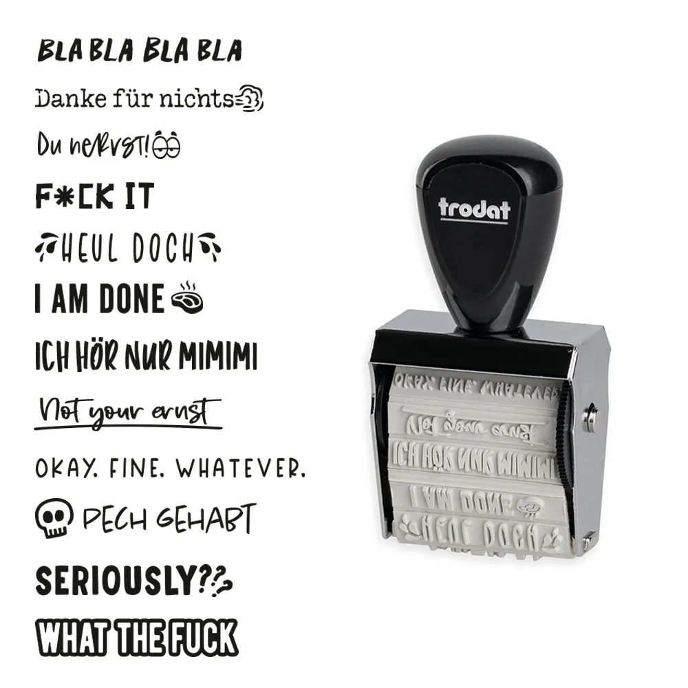 trodat® Creative Mini + Kissen Set - Böse Sprüche (Schwarz)